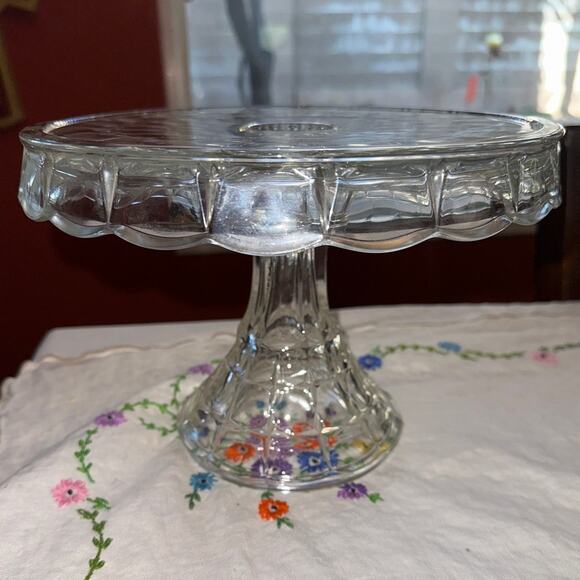Vintage Indiana Glass 10” Round Constellation Cake Stand With Rum Well - Picture 3 of 9